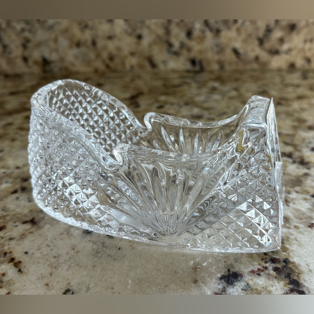 Vintage Godinger Crystal Scotch Tape Dispenser Cut Glass Office Desk Decor